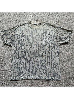 Vintage 80s Camel TreBark Camo T-Shirt Single Stitch Grunge Hunting Outdoor